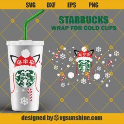 Full Wrap Christmas Starbucks Cold Cup SVG PNG DXF EPS Cricut Silhouette Digital Download