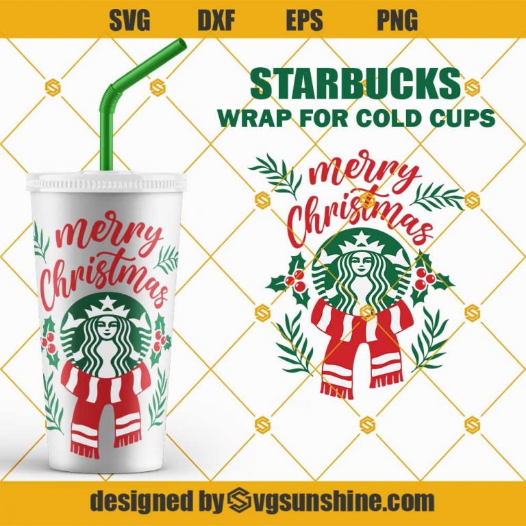 Merry Christmas Starbucks Cup SVG, Christmas Full Wrap Starbucks Venti