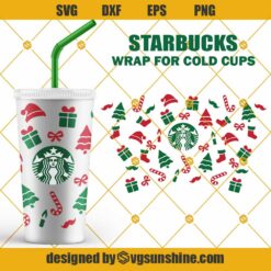 Full Wrap Starbucks Cup Christmas Elements SVG, Full Wrap Starbucks Cold Cup SVG, Christmas Elements Starbucks SVG