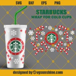 Full Wrap Starbucks Cup Christmas Candy Cane SVG, Starbucks Christmas SVG, Christmas Candy Cane Cup SVG