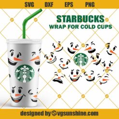 Full Wrap Starbucks Cup Snowman Face SVG, Christmas Starbucks Cup SVG, Snowman Face Starbucks SVG PNG DXF EPS