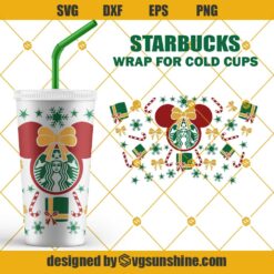 Minnie Head Christmas Full Wrap Starbucks Cup Svg, Christmas Starbucks Wrap Svg, Disney Starbucks Cold Cup Svg