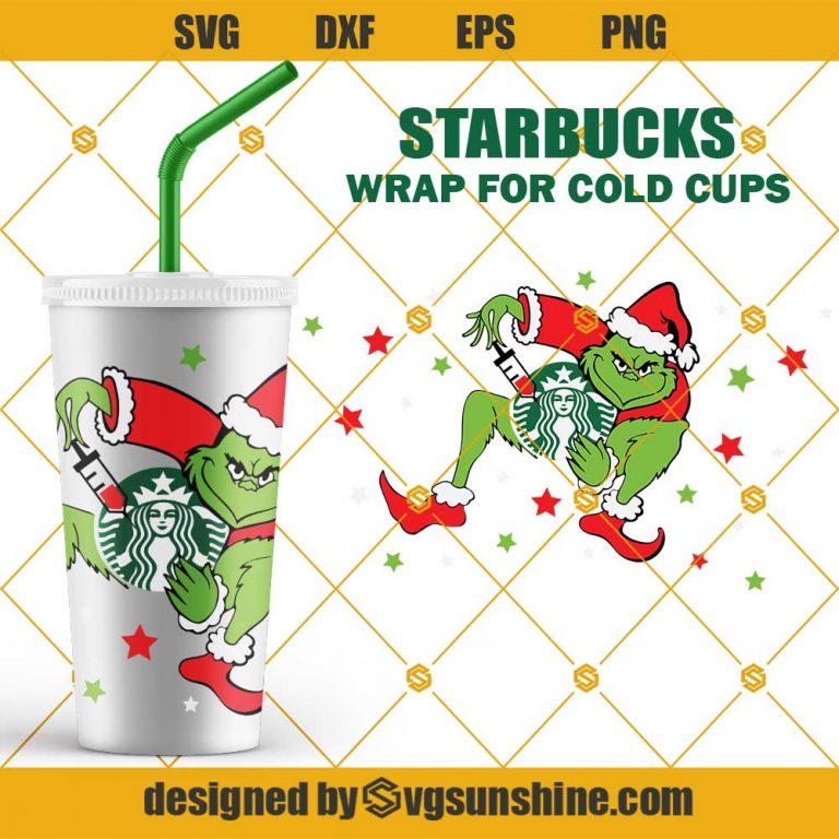 Grinch Christmas Starbucks Cold Cup SVG, Christmas Full Wrap for