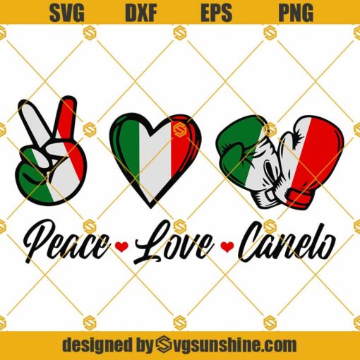 Peace Love Canelo SVG, Team Canelo SVG, Canelo Alvarez SVG, Canelo SVG PNG DXF EPS Vector Clipart Designs For Shirts