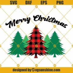 Christmas Tree SVG, Merry Christmas SVG, Buffalo Plaid Christmas Tree SVG PNG DXF EPS Vector Clipart
