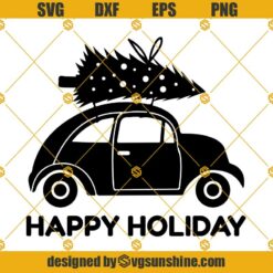Happy Holiday SVG, Christmas Tree Car SVG, Christmas Tree SVG, Vintage Truck SVG, Winter SVG