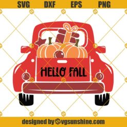 Hello Fall Truck SVG, Pumpkins SVG, Hello Autumn SVG, Thanksgiving SVG, Autumn Sign SVG, Vintage Truck SVG