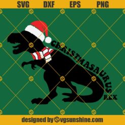 Christmas Dinosaur SVG, Santa Dinosaur SVG