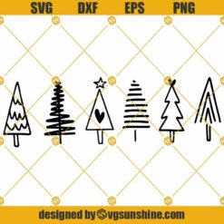 Christmas Tree SVG Bundle, Pine Hand Drawn SVG, Winter SVG, Farmhouse Christmas SVG, Pine Tree SVG
