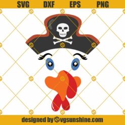Turkey Face SVG, Pirate Hat SVG, Boy Thanksgiving SVG, Thanksgiving Turkey SVG, Turkey Face Bow SVG, Kids Funny Turkey Day SVG