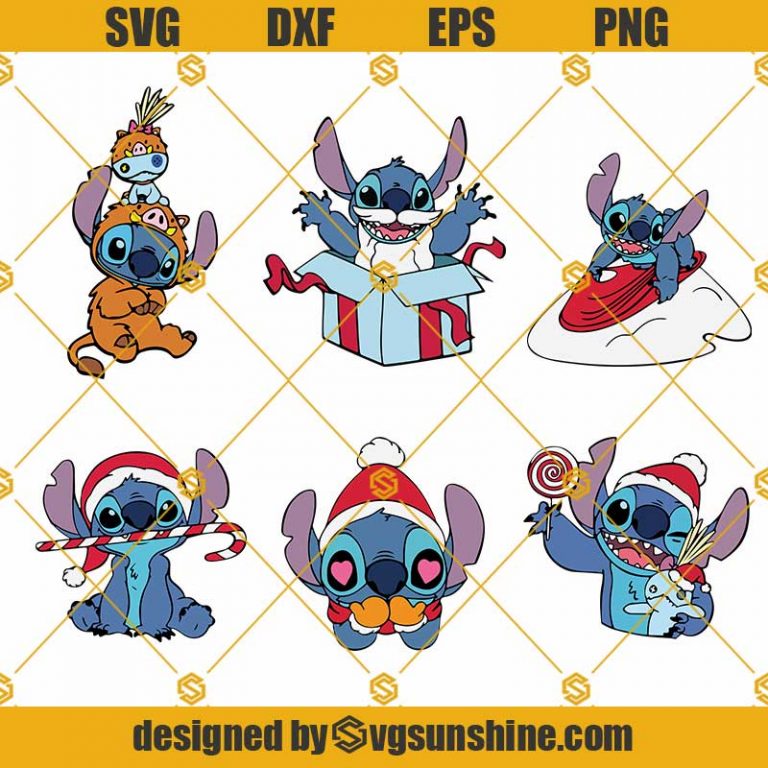 Stitch SVG Bundle, Disney Christmas SVG, Stitch Santa SVG, Disney