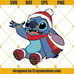 Stitch Santa Disney Christmas SVG, Stitch Winter SVG, Stitch Santa Hat SVG PNG DXF EPS Cut Files For Cricut Silhouette