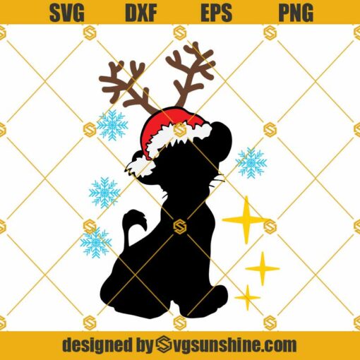 Christmas Simba SVG, Simba Santa Claus SVG, SantaHat SVG, Christmas Lion King SVG, Hakuna Matata SVG