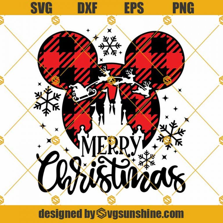 Disney Merry Christmas SVG, Mickey Buffalo Plaid Head SVG, Mickey