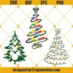 Mickey Mouse Christmas Tree SVG, Christmas Tree SVG, Swirly Chirstmas Tree SVG