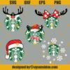 Christmas Starbucks Logo Santa Hat Ornaments SVG, Reindeer Starbucks SVG, Starbucks Christmas Ornaments SVG Bundle