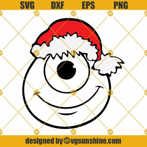 Mike Wazowski Santa Hat SVG, Mike Wazowski Christmas SVG PNG DXF EPS Cricut