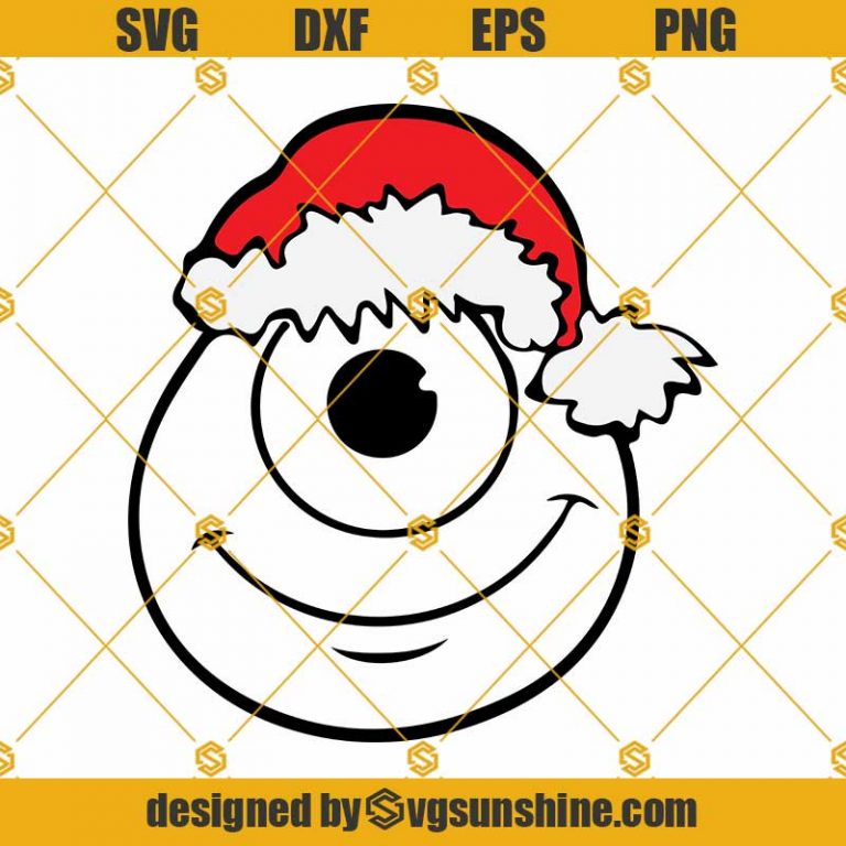 Mike Wazowski Santa Hat SVG, Mike Wazowski Christmas SVG PNG DXF EPS Cricut