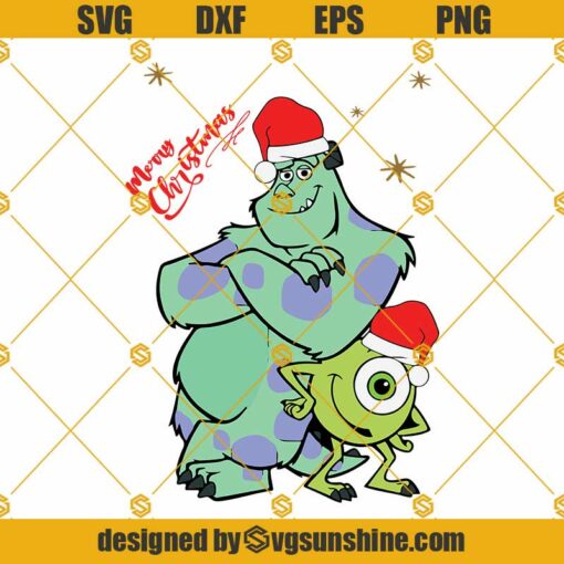 Monsters Inc Merry Christmas SVG, Monsters Inc SVG, Mike Wazowski Santa Hat SVG