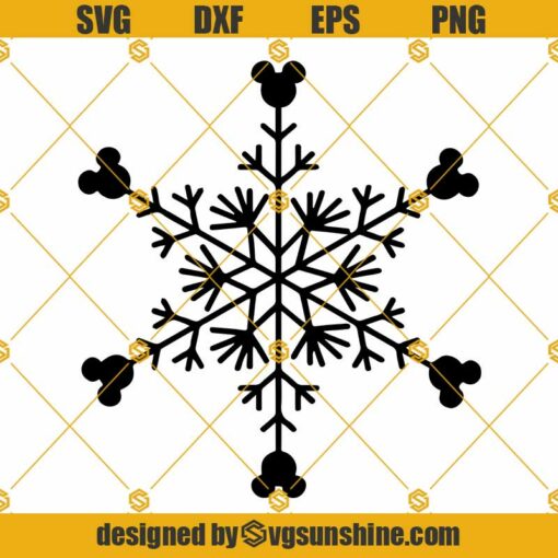 Mickey Snowflake SVG, Disney Snowflake SVG, Snowflakes Christmas SVG