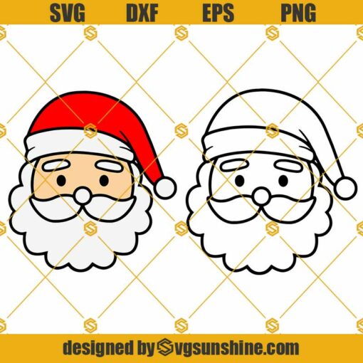 Santa Claus Face SVG Bundle, Cute Santa Layered Cut File, Santa Head Clipart, Santa Claus SVG PNG DXF EPS