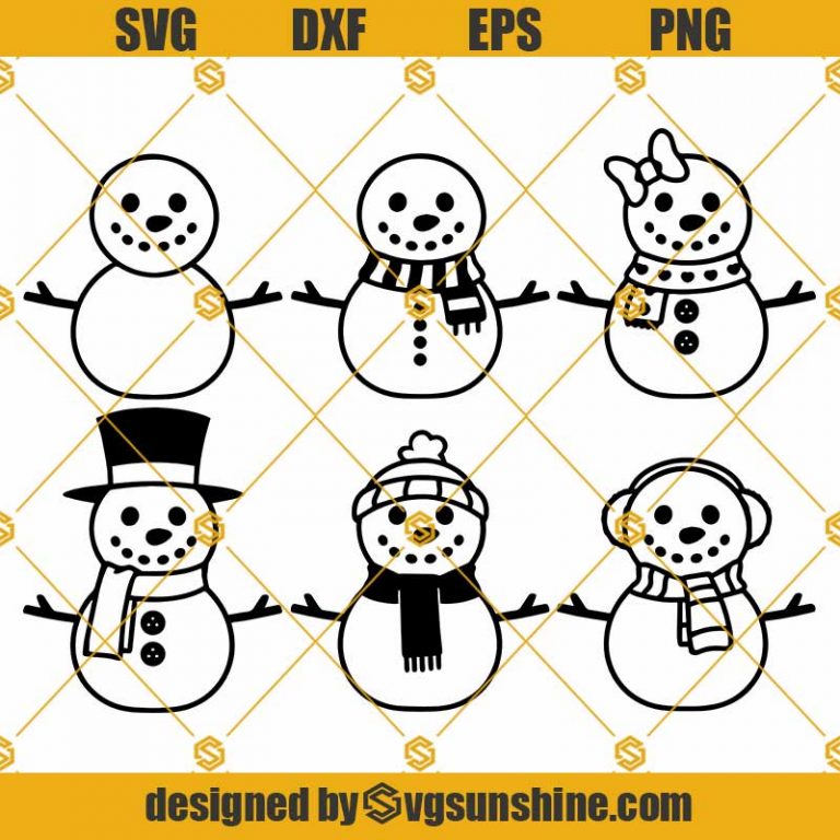 Snowman Bundle SVG File, Snowman SVG, Snowman Drawing, Snowman Vector ...