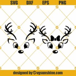 Reindeer Face SVG Bundle, Reindeer Face PNG Cricut Silhouette, Christmas Reindeer SVG, Reindeer Face SVG