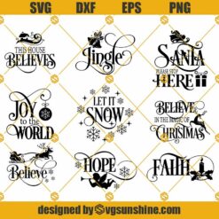Christmas Ornaments SVG Bundle, Christmas Quotes SVG, Jingle SVG, Let It Snow SVG, Faith SVG, Hope SVG, Joy To The World SVG, Believe SVG