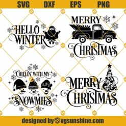 Merry Christmas SVG Bundle, Christmas SVG Sign, Christmas Shirt SVG, Let It Snow SVG, Sweater Weather SVG PNG DXF EPS
