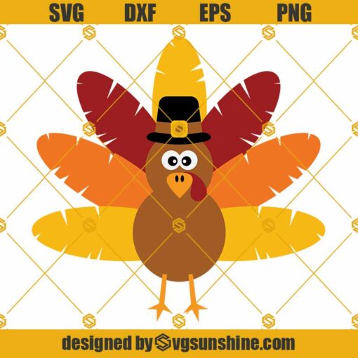 Pilgrim Hat Turkey SVG, Thanksgiving Turkey SVG