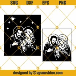 Baby Jesus Mary Joseph SVG, Holy Family SVG, Christmas Nativity Scene SVG, Silhouette Cricut, Clipart, Virgin Mary SVG