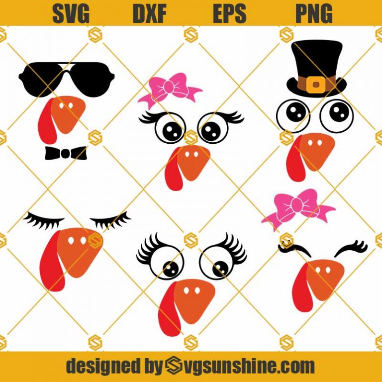 Turkey Face Bundle SVG Turkey SVG Turkey Head SVG Turkey Eyes SVG 