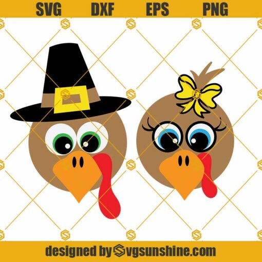 Turkey Face SVG Bundle, Turkey SVG, Boy Turkey SVG, Girl Turkey SVG, Thanksgiving SVG, Turkey Face SVG, Turkey Shirt SVG