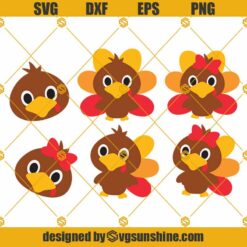 Turkeys SVG Bundle, Baby Turkey SVG PNG Clipart, Boy Girl Turkey SVG, Turkey Face SVG, Thanksgiving Turkey SVG, Kid Turkey Cut File Clipart