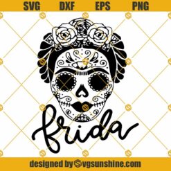 Sugar Frida Layered SVG, Sugar Skull SVG, Frida Kahlo Sugar Skull Head Roses SVG PNG DXF EPS Cricut