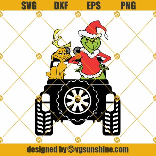 Grinch And Max Dog On Jeep Svg, Grinch Jeep Svg, Grinch and Max Svg, Grinch And Dog Christmas SVG