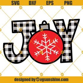 Buffalo Plaid Joy SVG, Joy SVG, Snowflake Ornament JOY SVG, Snowflake ...
