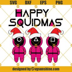 Happy Squidmas Svg, Squid Game Svg, Christmas Squid Game Santa Hat Svg Png Dxf Eps Cut Files For Cricut Silhouette