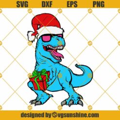 Christmas Dinosaur SVG, Santa Dinosaur SVG