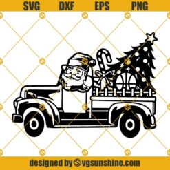 Santa Claus Christmas Truck And Tree SVG