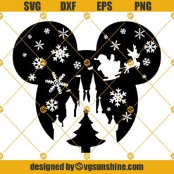 Christmas Mickey Head Snowflake SVG