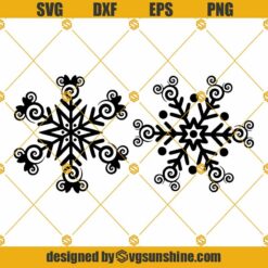 Mickey And Minnie Snowflakes Christmas SVG, Black Snowflake SVG, Disney Snowflake SVG Bundle