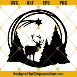Deer Christmas Scene SVG, Deer SVG PNG DXF EPS Cricut Clipart
