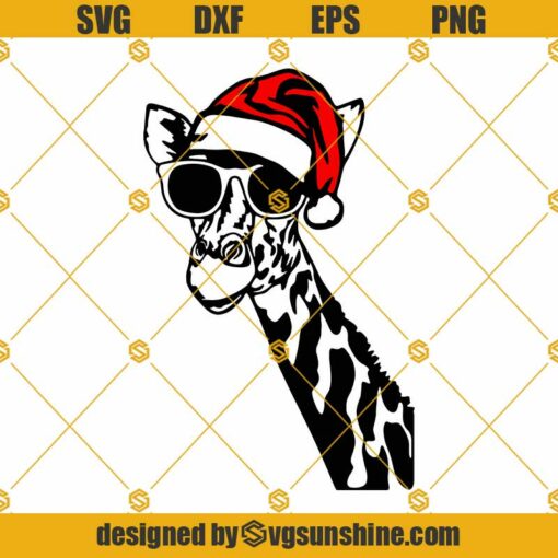 Giraffe Christmas SVG, Giraffe With Santa Hat SVG PNG DXF EPS Cricut