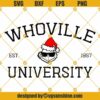 Grinch WHOVILLE University SVG, WHOVILLE University est.1957 Svg Png Dxf Eps Digital Download
