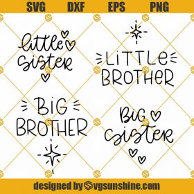 Big Little Sister Brother Bundle SVG PNG EPS DXF Cricut