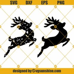 Christmas Reindeer Jumping SVG, Reindeer SVG, Christmas SVG, Grunge Jumping Reindeer SVG, Reindeer SVG Bundle