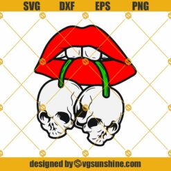 Lips Biting Skull Cherry SVG, Lip SVG, Skull SVG, Lips SVG