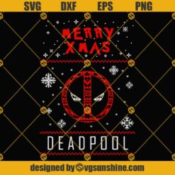 Merry Xmas Deadpool Ugly Christmas Sweater SVG PNG DXF EPS Cut Files For Cricut Silhouette