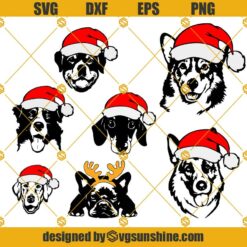 Christmas Dogs Head Svg, Christmas Dogs Svg, Bull Christmas Svg, German Shepherd Christmas Svg